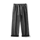 秋冬季港风宽松休闲大码加绒加厚直筒老爹裤牛仔裤-JR110-P45黑灰，男装牛仔裤，星座307-3(原516-1)