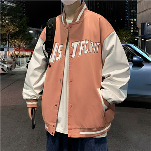 美式潮牌ins棒球服男秋季情侣宽松夹克衫休闲外套-JK817-P60军绿图片
