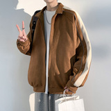 春季麂皮绒外套2023美式棒球服冲锋衣运动夹克男-JK8802-P70焦糖，男装夹克，星座307-3(原516-1)