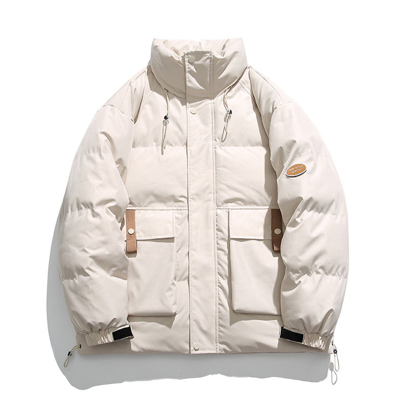 冬季立领棉服男宽松潮牌ins工装夹克冬季加厚保暖外套-M881-P95杏,男装棉衣,星座307-3(原516-1)