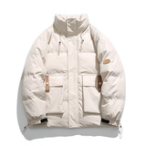 冬季立领棉服男宽松潮牌ins工装夹克冬季加厚保暖外套-M881-P95杏，男装棉衣，星座307-3(原516-1)