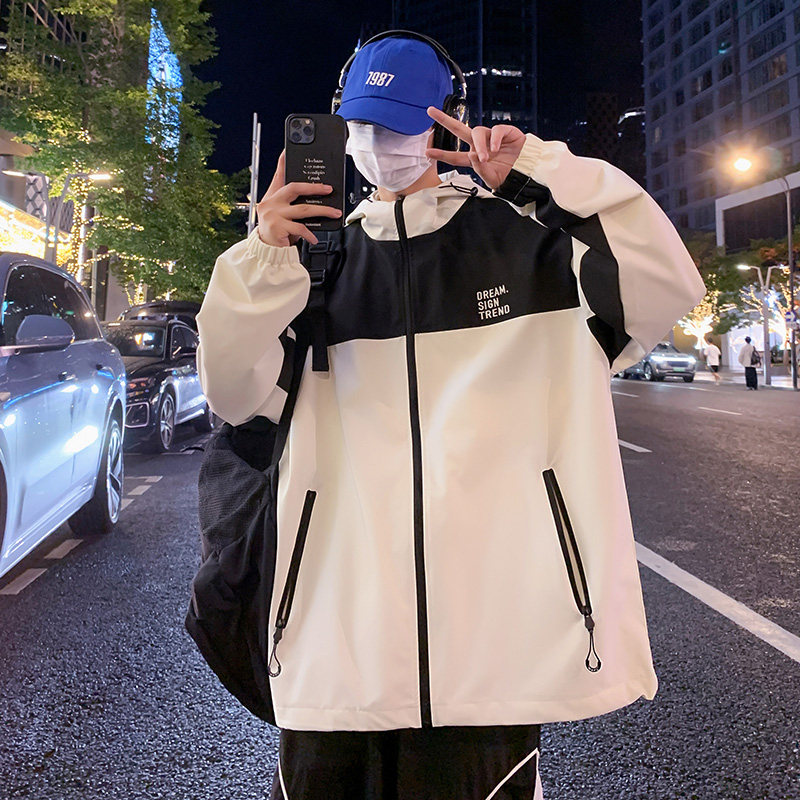 cityboy连帽冲锋衣外套男2024秋季潮牌登山服三防夹克-JK02-P68黑,男装夹克,星座307-3(原516-1)