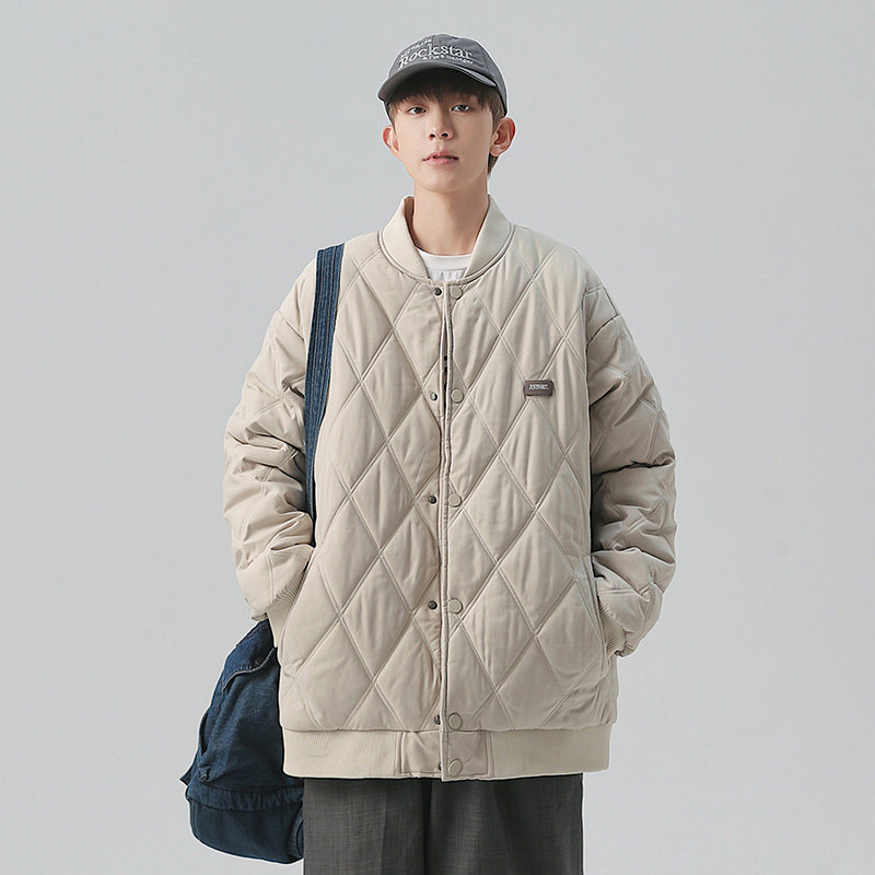 日系菱格冬季外套男士棉衣潮牌宽松情侣装工装棉服潮-M28-P85浅绿,男装棉衣,星座307-3(原516-1)