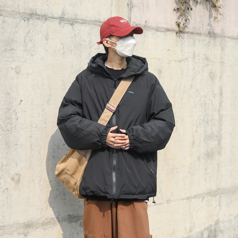 港风男装2024冬季新款百搭棉衣潮牌保暖连帽棉服外套潮-M02-P90黑,男装棉衣,星座307-3(原516-1)