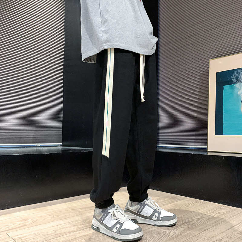 美式工装裤束脚裤男春夏季哈伦裤子男宽松大码休闲裤-K660-P48黑,男装休闲裤,星座307-3(原516-1)