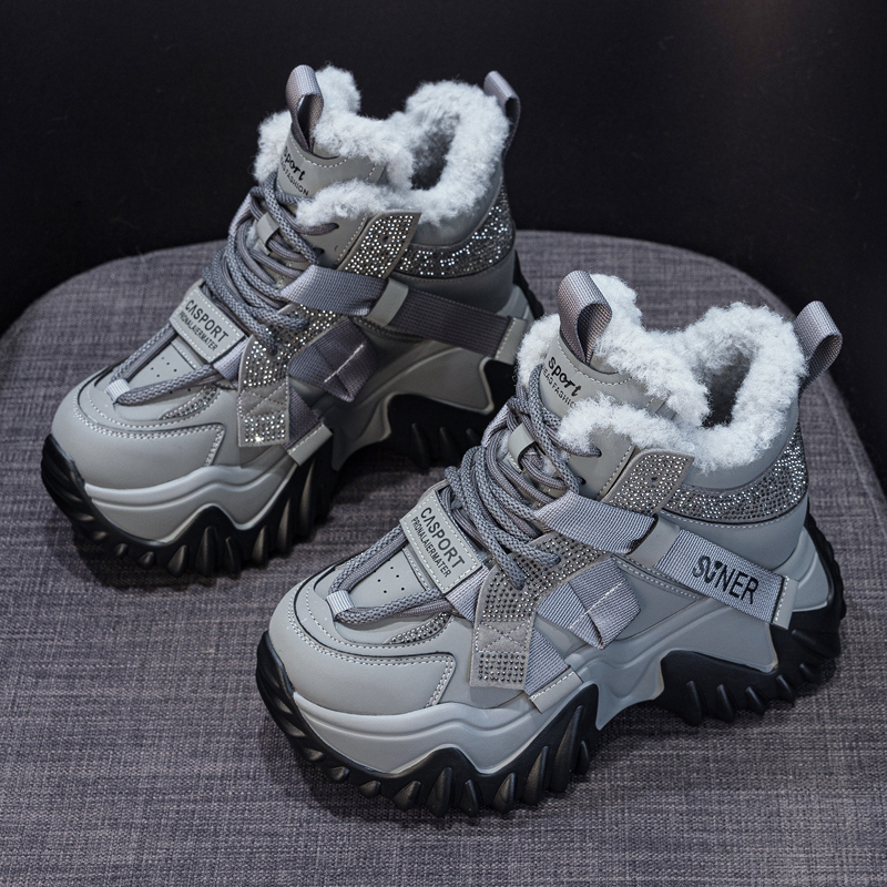 冬季加绒老爹鞋女2025新款爆款