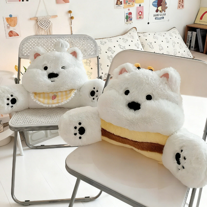 可爱毛绒西高地护腰靠垫办公室久坐座椅靠背汽车床头两用腰靠枕头,居家布艺,抱枕被,淘宝优惠券,粉丝福利购,淘宝优惠卷
