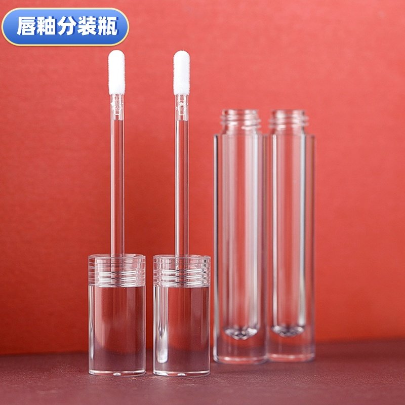 唇釉分装瓶透明硅胶刷头便携分装空瓶外出化妆品瓶子圆瓶唇膏涂抹
