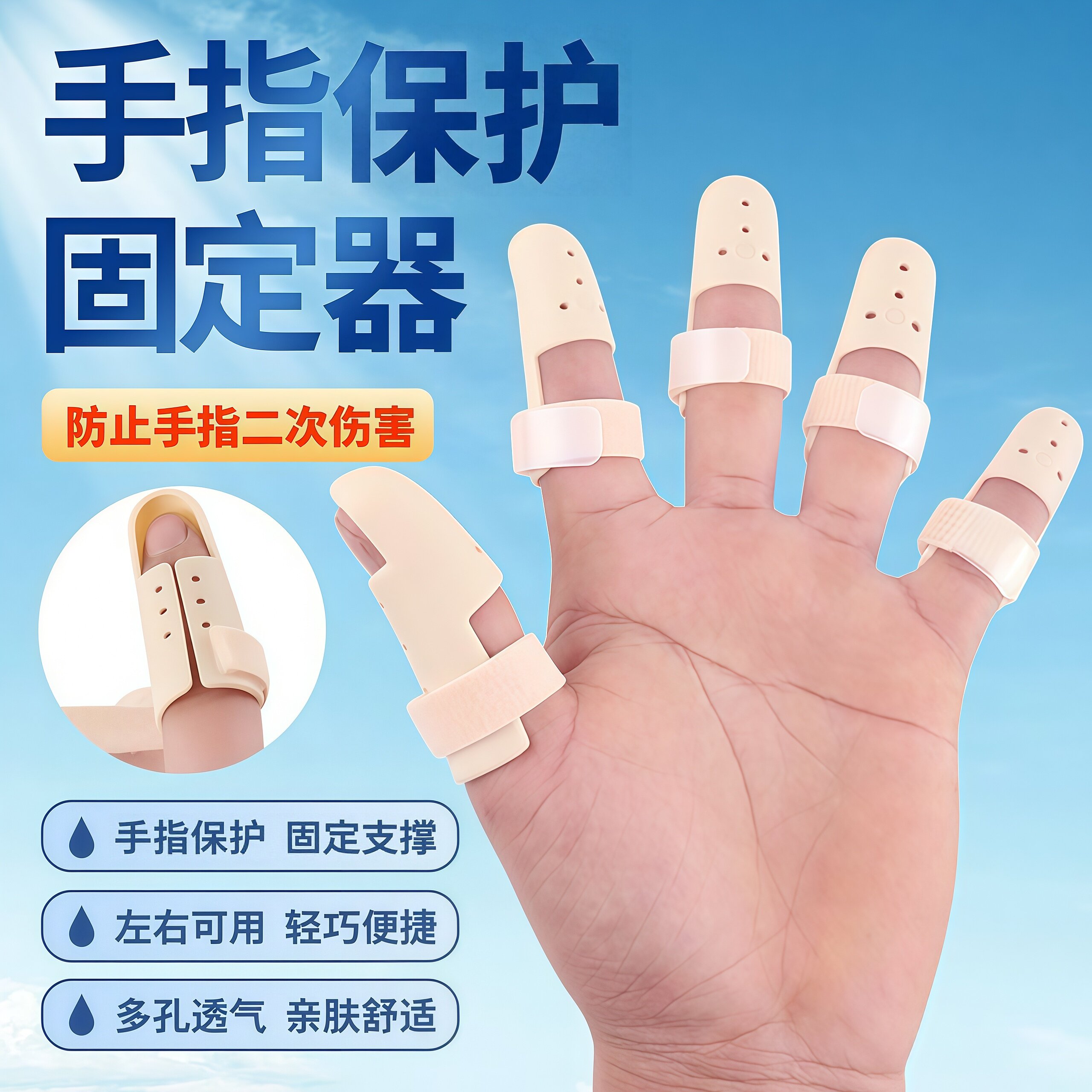 手指保护器固定夹板指套支撑固定器可调节式护具左右通用可重复用