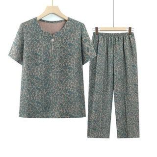 中老年人夏季女装老人衣服奶奶夏装套装妈妈装新款老太太短袖大码