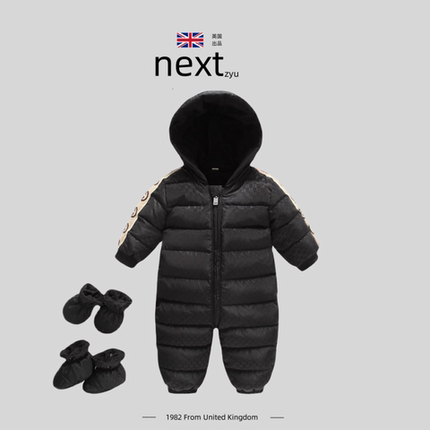 英国next zyu官方正品婴儿羽绒服连体衣宝宝外出加厚抱衣冬季爬服