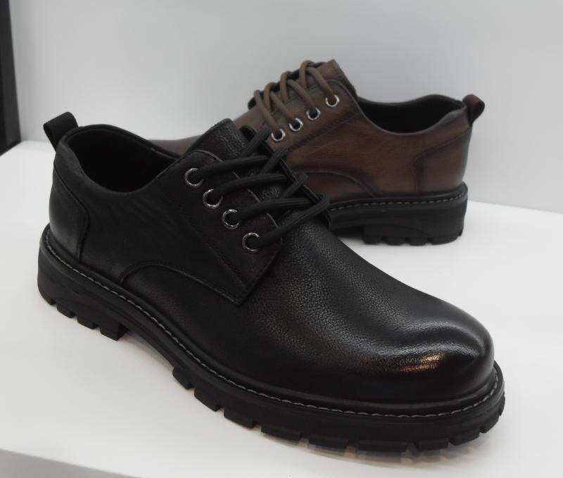 百纳sh男鞋秋季厚底工装鞋户外休闲皮鞋大头鞋马丁低帮真皮潮鞋