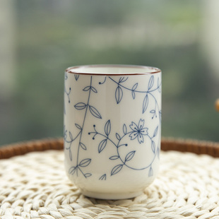 釉下彩陶瓷杯直口水杯啤酒杯开水家用茶杯热水杯摆台杯子 和风四季