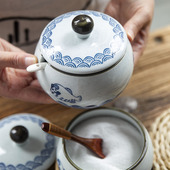 和风四季 釉下彩调味罐家用厨房陶瓷盐罐辣油罐调料盒猪油罐 日式