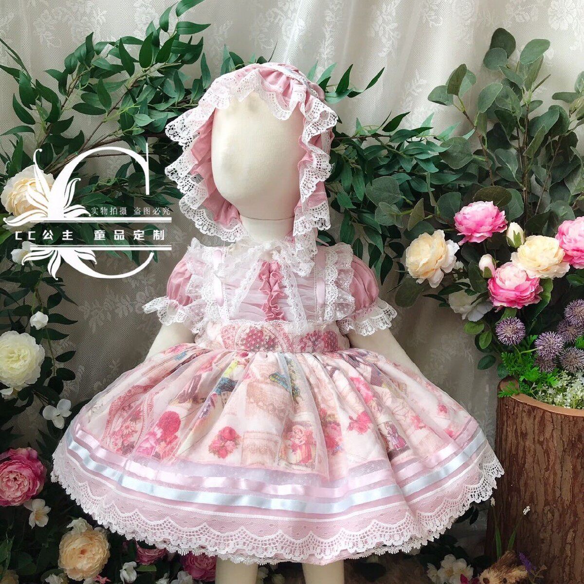 原创粉黛幻纱女童西班牙公主裙宫廷风宝宝生日礼服儿童洛丽塔洋装