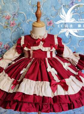 秋冬新款女童原创洛丽塔连衣裙宫廷蓬蓬西班牙公主裙周岁生日礼服