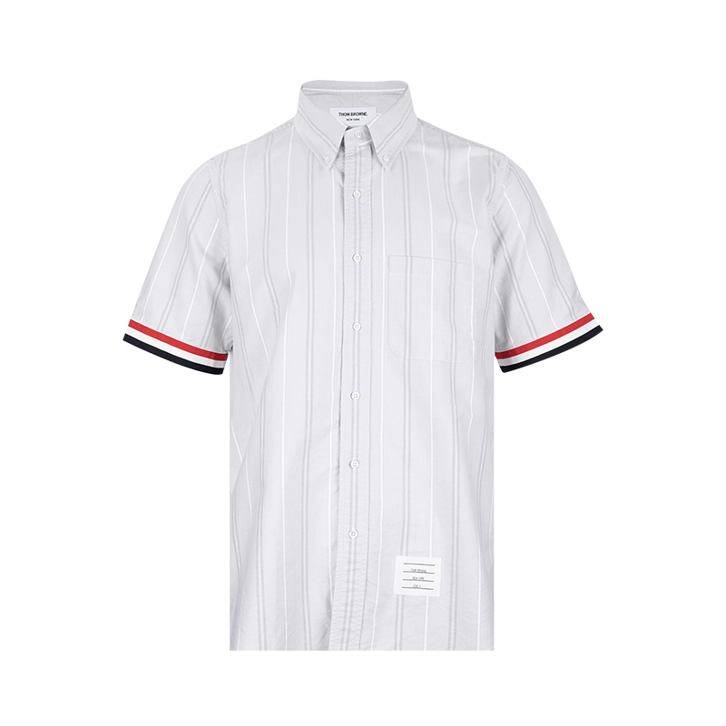 ThomBrowne条纹短袖衬衫男士