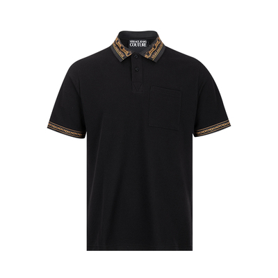 Versace饰珠地布短袖polo衫男士