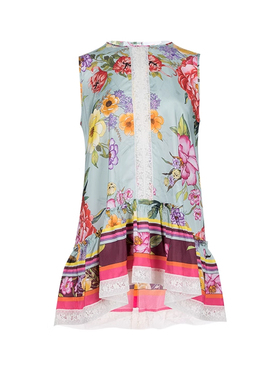 PAROSH经典印花图案无袖雪纺衫女士春夏新款XY特卖