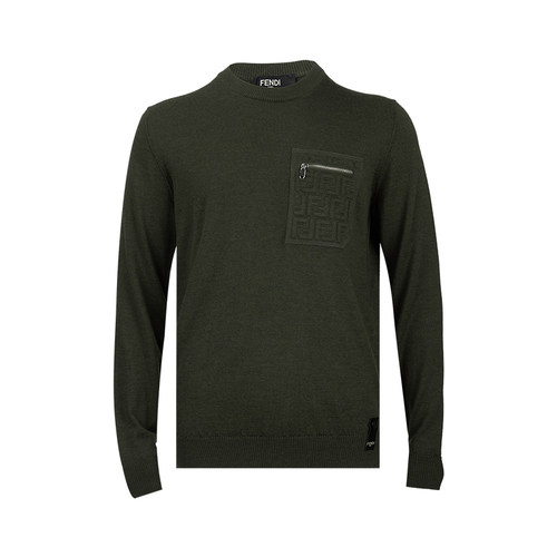 FENDI套头口袋装饰长袖毛衣男士