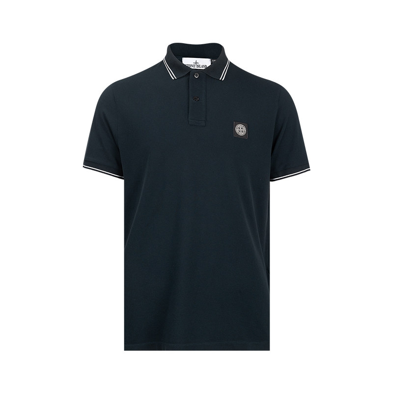STONE ISLAND男经典指南针图案条纹纽扣短袖Polo衫男士新款XY