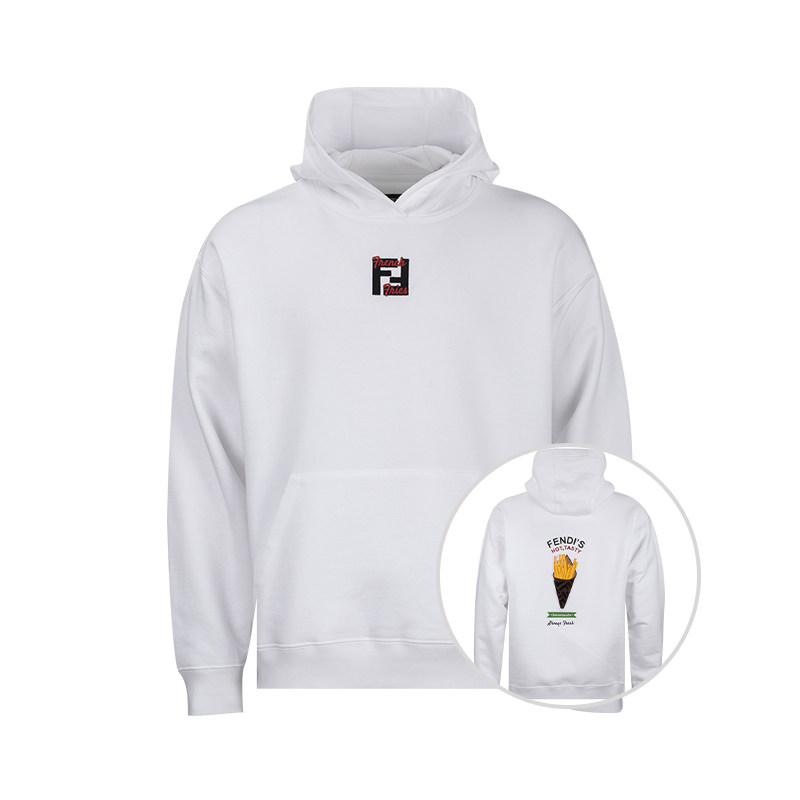 FENDI芬迪男抽绳兜帽刺绣贴片连帽卫衣男士2025秋冬新款XY捡漏