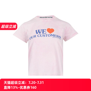 Alexander T恤女士春夏XY推選 全棉短袖 Wang女扎染標(biāo)語(yǔ)印花短款