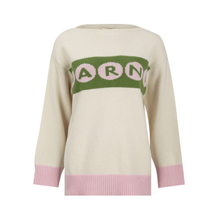 MARNI女字母Logo嵌花圆领宽松长袖针织毛衣女士2025新款XY推选