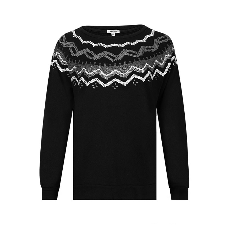 PAROSH经典钉珠片图案套头卫衣女士秋冬新款XY特卖