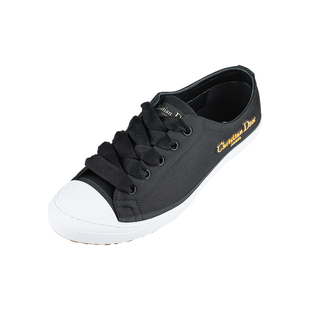 XY限定 女士2025年新款 Dior 迪奥女Lucky系列缎面圆头系带低帮板鞋