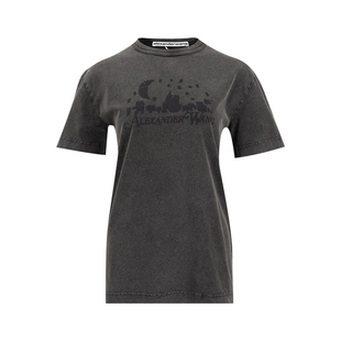 alexander wang亚历山大王女士做旧图案落肩短袖T恤女新款XY推选