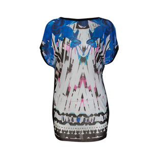 PINKO印花图案网纱透明短袖T恤衫女士春夏XY钜惠