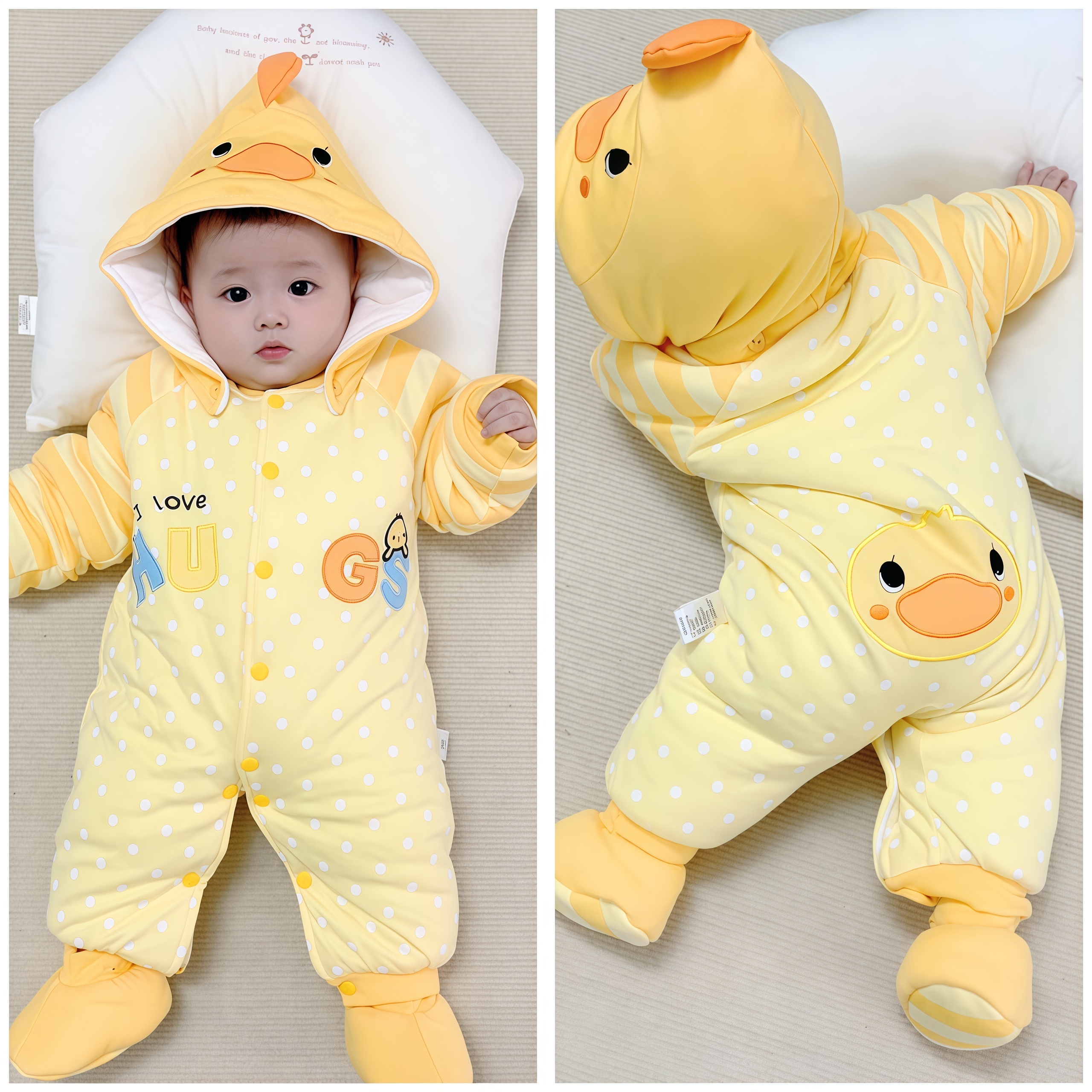 婴儿连体衣冬季夹棉男女宝宝冬装包脚哈衣加厚棉衣新生儿满月秋冬