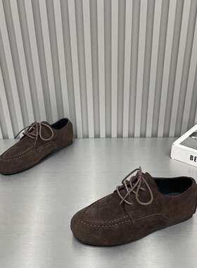 深口单鞋女软皮软底翻毛皮豆豆鞋