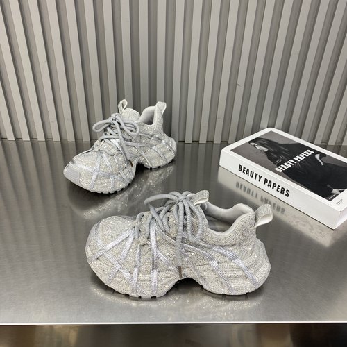 厚底百搭休闲满钻系带老爹鞋