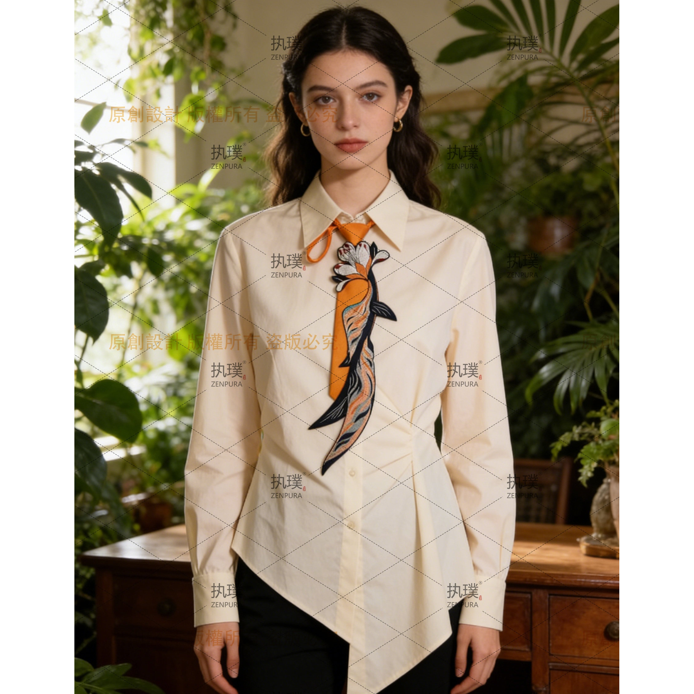 山鳥与咖【花鱼】刺绣古着橙色复古学院小众JK衬衫配饰免打领带,服饰配件/皮带/帽子/围巾,领带,淘宝优惠券,粉丝福利购,淘宝优惠卷