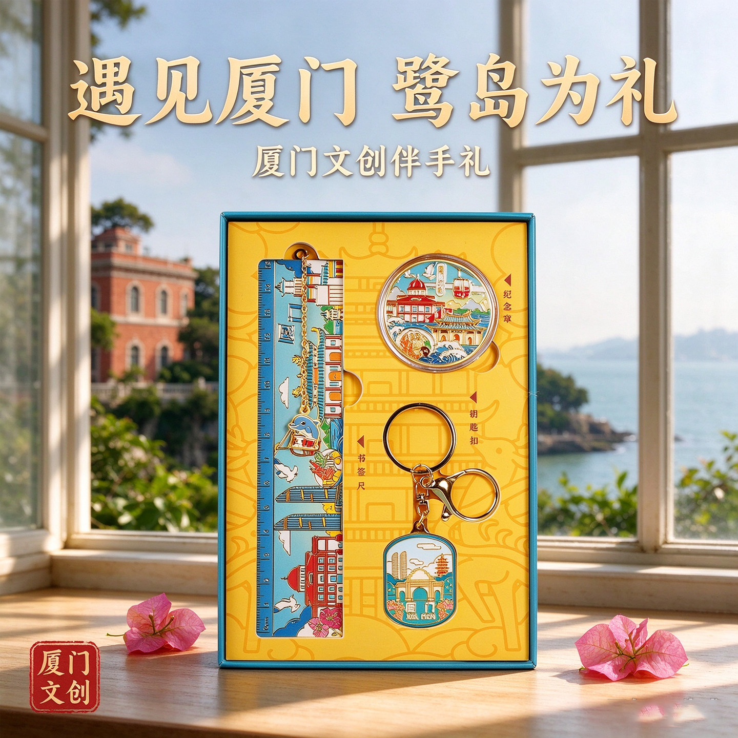 厦门文创纪念品套装礼盒钥匙扣书签尺子鼓浪屿城市旅游景点伴手礼