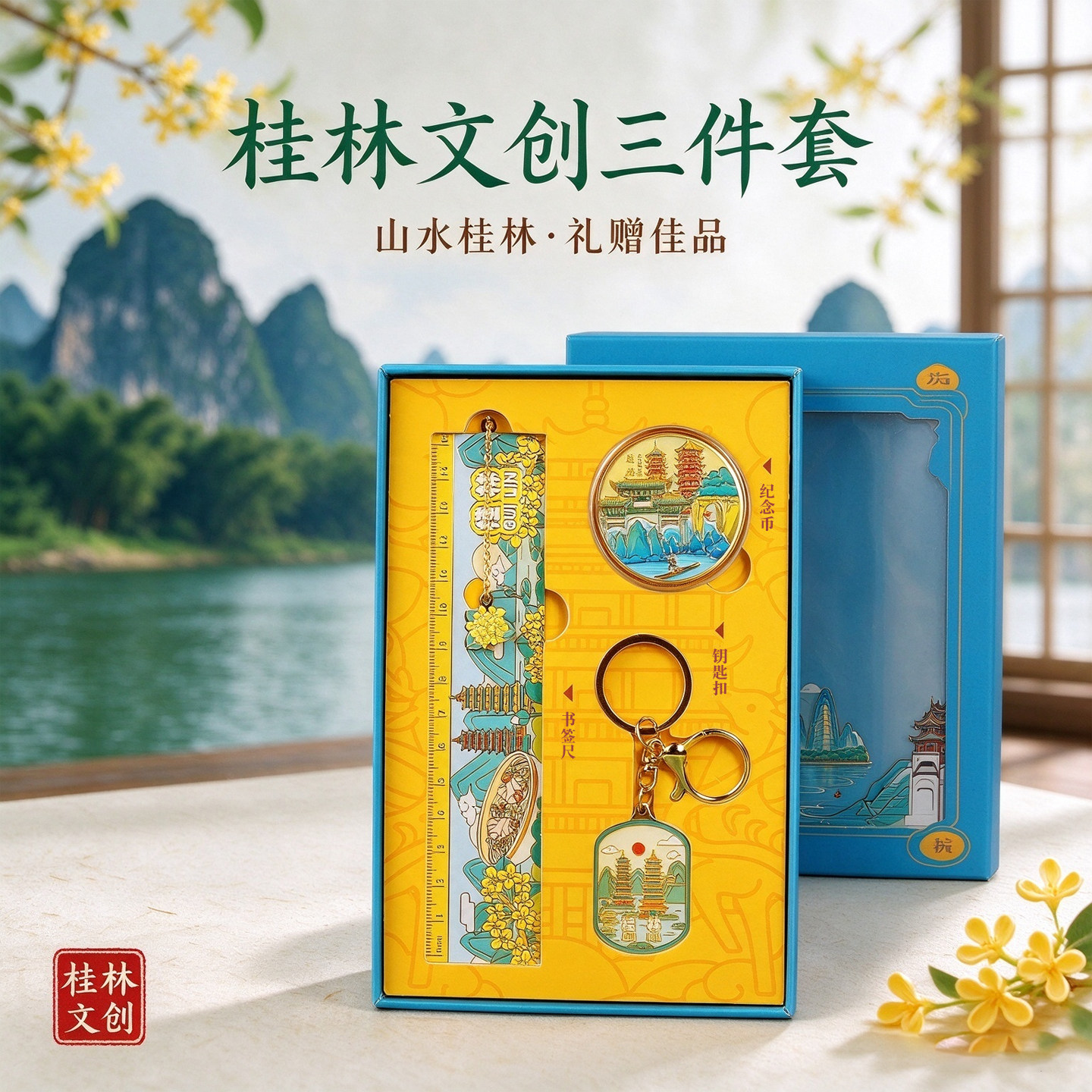 桂林文创纪念品套装礼盒书签钥匙扣纪念币周边城市旅游伴手礼物