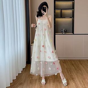 2026仙气飘飘女士高端欧根纱无袖吊带礼服裙法式设计显气质连衣裙