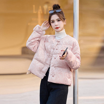 短款小个子白鸭绒中式国风羽绒服