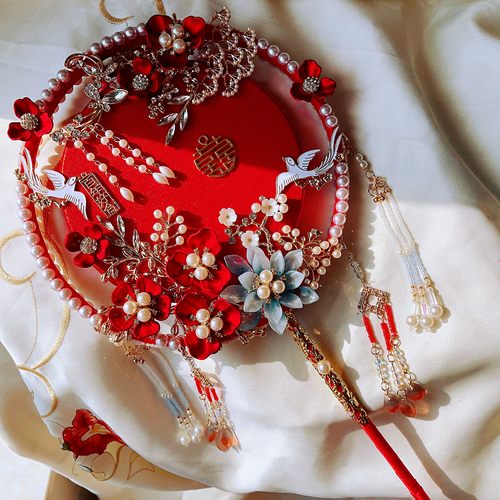 中式双面双圈新娘团扇DIY材料包