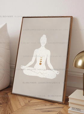 婵意静坐莲花装饰画瑜伽教室美容院服装店挂画普拉提禅修打坐壁画