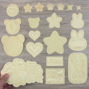 浅黄色补丁贴自粘羽绒服贴花朵大号刺绣衣服床单被罩破洞装 饰布贴