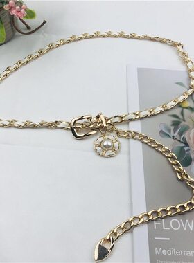 皮带ins风韩版简约嘻哈金属链条