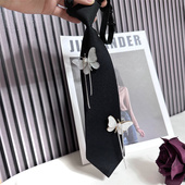 JK制服衬衫 韩版 双色蝴蝶水钻流苏黑色免打领带女百搭学院风个性 潮