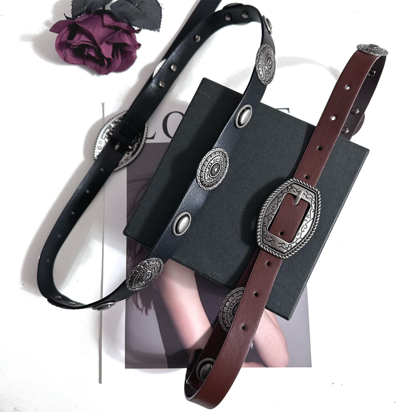 复古民族风铆钉皮带女装饰毛衣潮