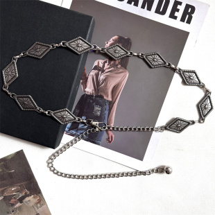 复古民族风雕花古银链条金属腰链女百搭辣妹连衣裙子西装 腰带配饰