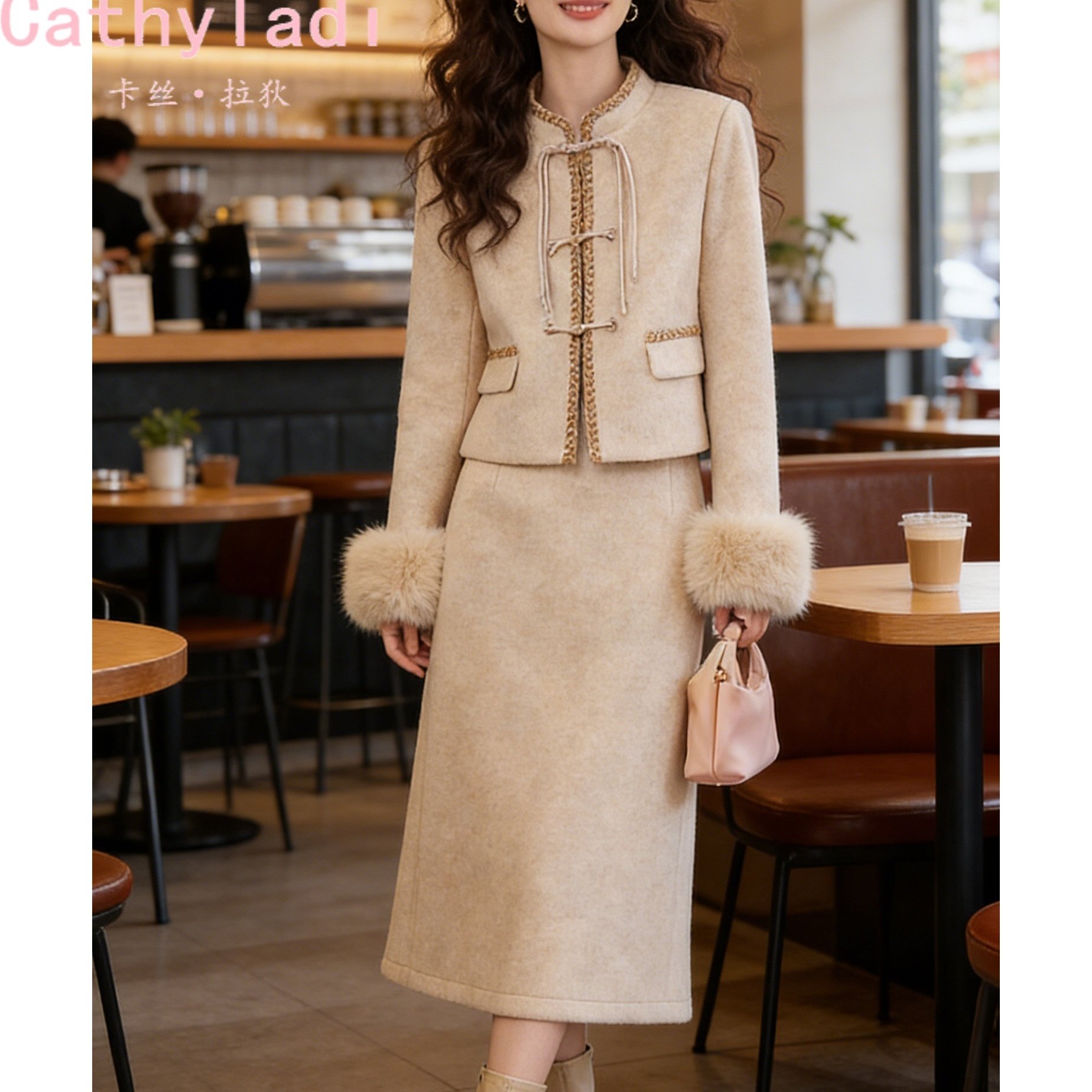 CATHYLADI新中式时尚加厚套装2026年冬季小香风外套半身裙两件套,女装/女士精品,时尚套装,淘宝优惠券,粉丝福利购,淘宝优惠卷