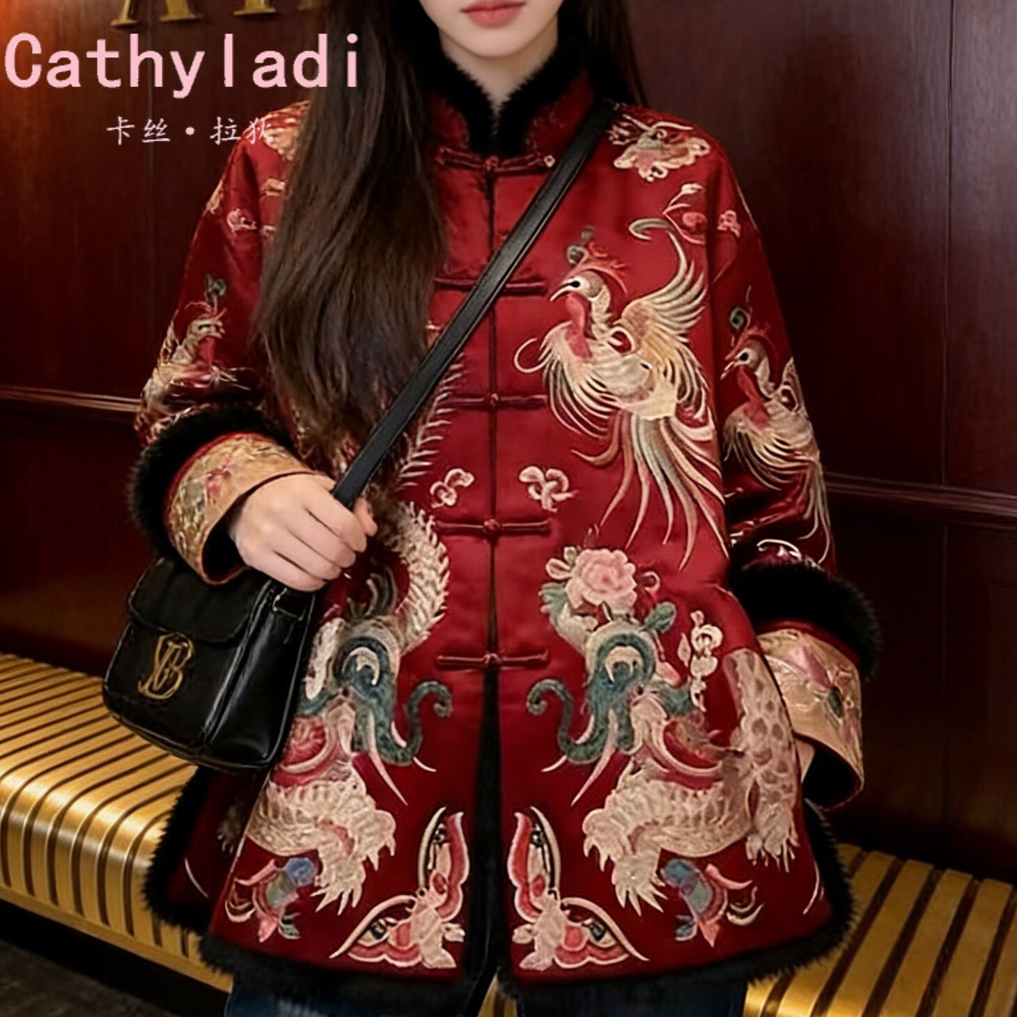 CATHYLADI高级感新中式复古外套2026年春季红色国风宽松气质上衣