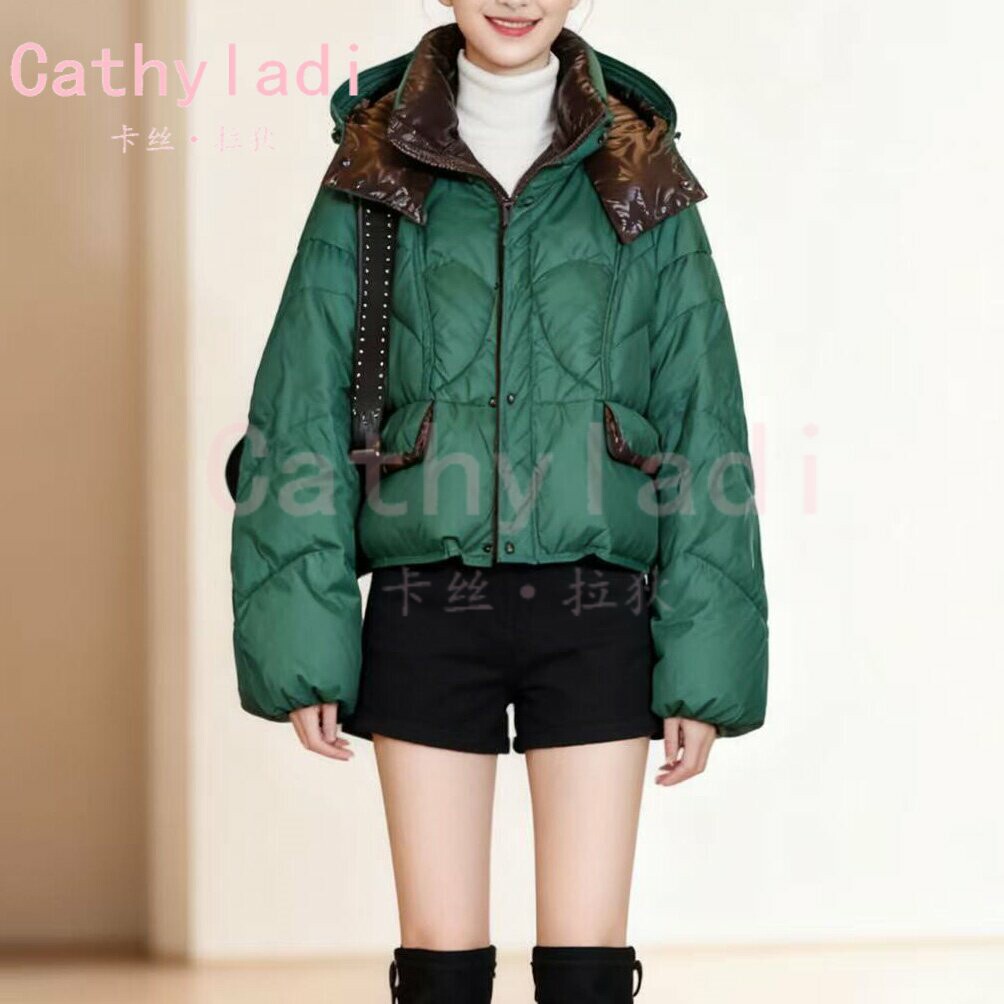CATHYLADI新款绿色短款羽绒服2025冬季新款小个子时尚气质外套女